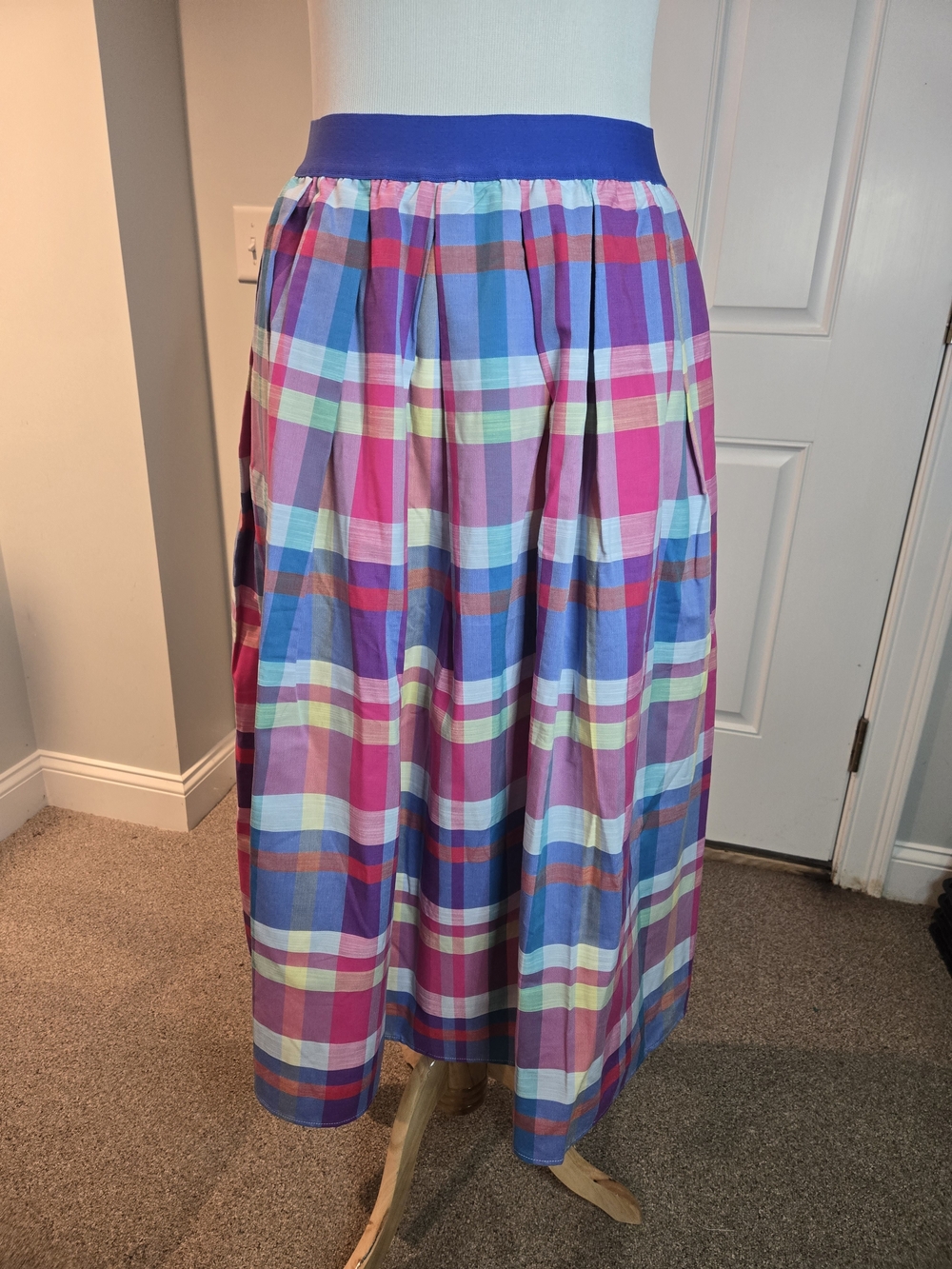 Joan Rivers Madras Plaid Midi Skirt